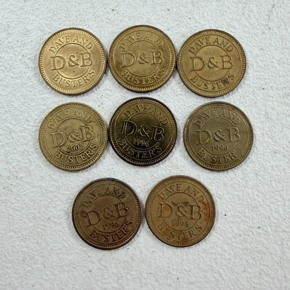 Dave And‎ Buster's Arcade Game Token Coin Lot Of 8